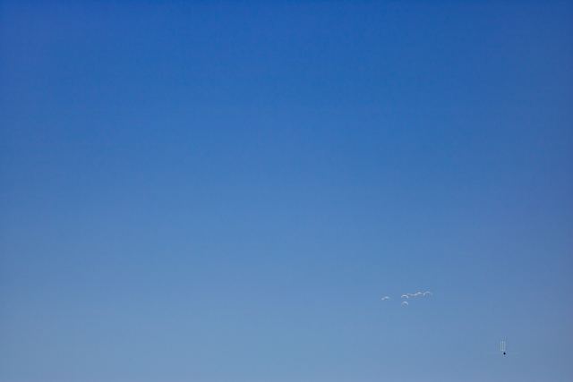 Cielo azul con aves a lo lejos